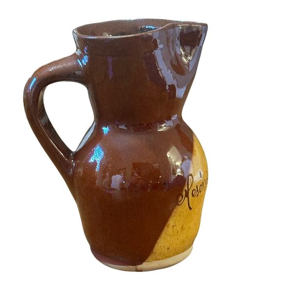 Meson del Champinon Madrid 8" Two Tone Glazed Pottery Sangria Pitcher Spain - Picture 4 of 6